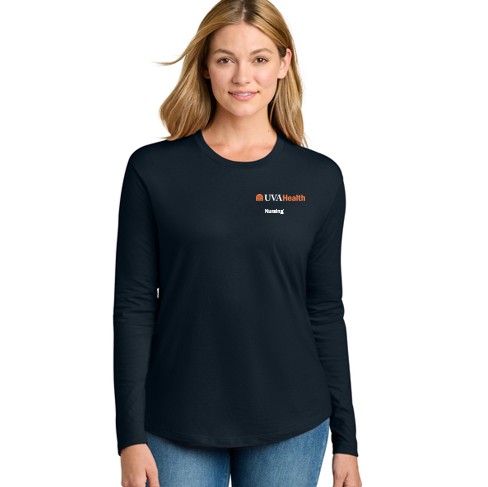 Next Level Ladies Ringspun Cotton Long Sleeve Relaxed Navy Tshirt